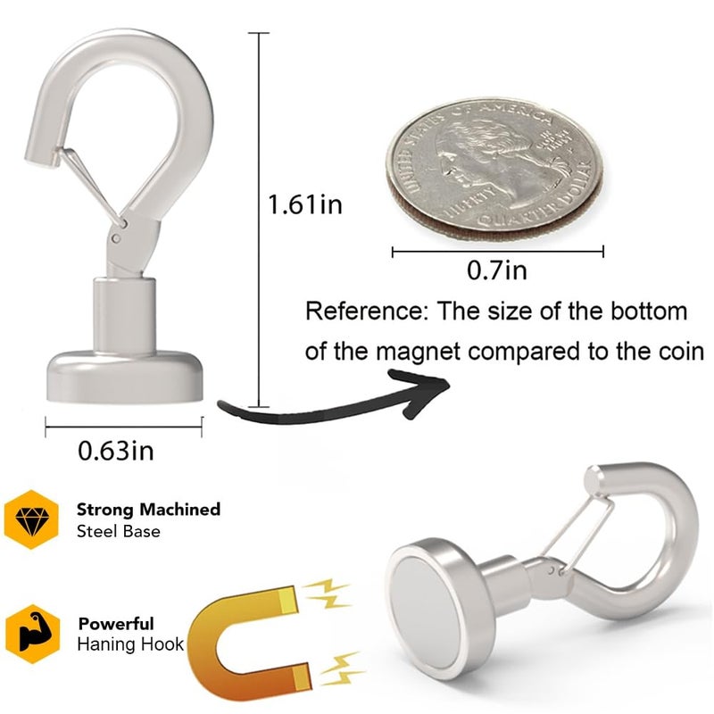 MHDMAG Magnetic Hooks Refrigerator, Cruise Ship Accessories,22 LBS Super Magnets with Neodymium Rare Earth for Hanging, Door Holder, Keys, Home, Office, Refrigerators, BBQ, Pack of 10 - Image 2